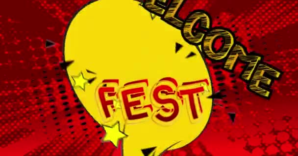Benvenuta Festival Manifesto Del Movimento Testo Animato Parole Fumetti Che — Video Stock