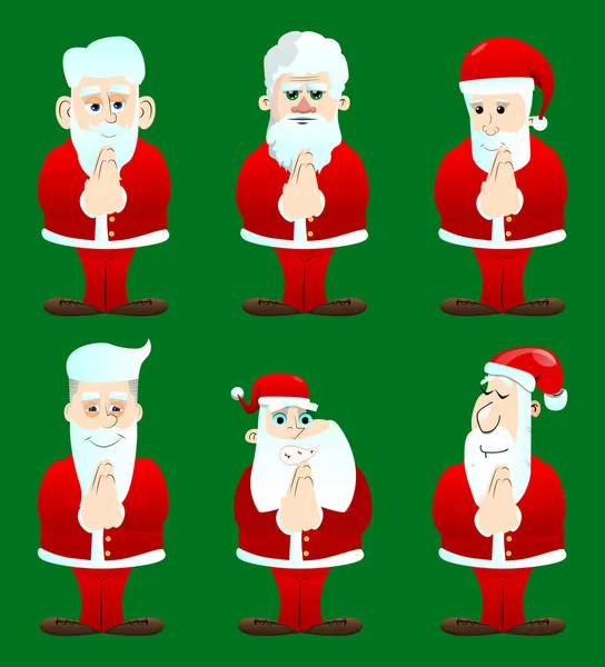 Papai Noel Suas Roupas Vermelhas Com Barba Branca Com Mãos — Vetor de Stock