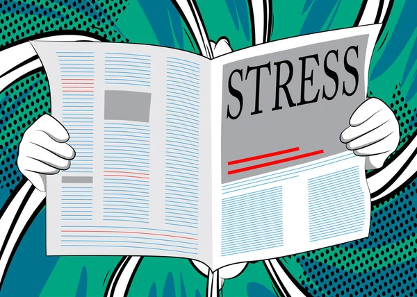 Business Newspaper Com Texto Stress Como Título Ilustração Dos Desenhos — Vetor de Stock