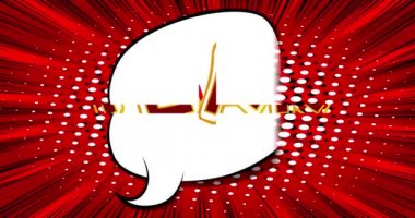 Korku Aygıtı. Çizgi Roman Kelimeleri Hareketi posteri. Soyut karikatür arka planında 4k animasyon metni. Retro pop sanat tarzı.