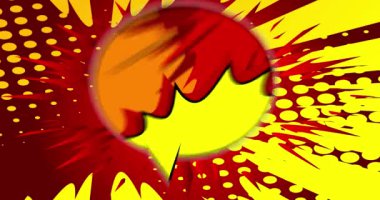 Animasyon Pop Sanat Çizgi Roman Konuşması Kabarcık Arkaplan Karikatürü. Girişin için Motion Poster. Retro manga çizgi romanlarının etkisi. Renkli klip sanatı.