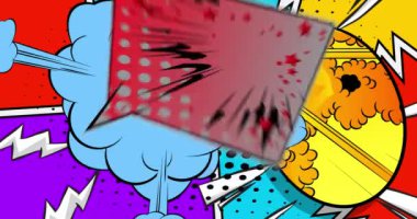 Animasyon Pop Sanat Çizgi Roman Konuşması Kabarcık Arkaplan Karikatürü. Girişin için Motion Poster. Retro manga çizgi romanlarının etkisi. Renkli klip sanatı.