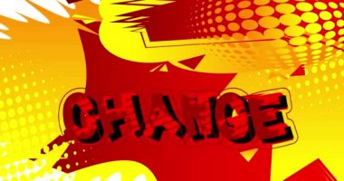 Güzel değişiklik. Hareket posteri. 4k animasyon çizgi roman kelime metni soyut çizgi roman arkaplanı üzerinde hareket ediyor. Retro pop sanat tarzı.