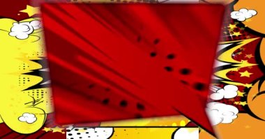 Harika Güncelleme. Hareket posteri. 4k animasyon çizgi roman kelime metni soyut çizgi roman arkaplanı üzerinde hareket ediyor. Retro pop sanat tarzı.