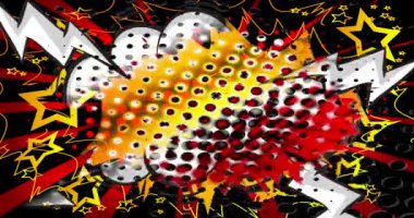 Süper Güncelleme. Hareket posteri. 4k animasyon çizgi roman kelime metni soyut çizgi roman arkaplanı üzerinde hareket ediyor. Retro pop sanat tarzı.