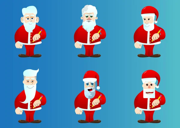 Papai Noel Suas Roupas Vermelhas Com Barba Branca Escrevendo Com — Vetor de Stock