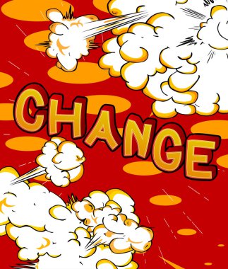 Değiştir. Soyut çizgi roman arkaplanı üzerine çizgi roman metni. Retro pop sanatı çizimi.