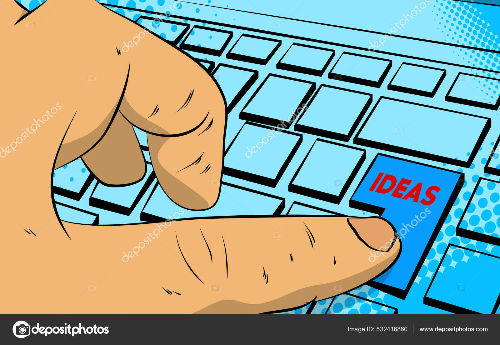 Ideas Word Computer Keyboard Man Push Keypad Laptop Comic Book Stock Vector Image by ©NoraVector