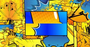 Soyut Çizgi Roman Arkaplanı. Hareket posteri. Çizgi roman arka planında 4k animasyon elemanı. Retro pop sanat tarzı.