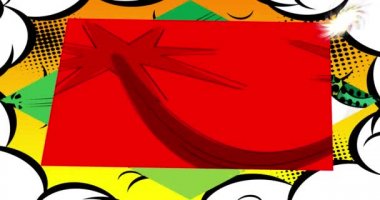 Soyut Çizgi Roman Arkaplanı. Hareket posteri. Çizgi roman arka planında 4k animasyon elemanı. Retro pop sanat tarzı.