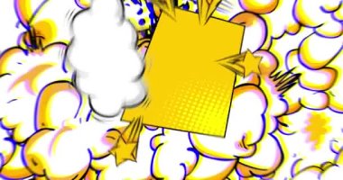 Soyut Çizgi Roman Arkaplanı. Hareket posteri. Çizgi roman arka planında 4k animasyon elemanı. Retro pop sanat tarzı.