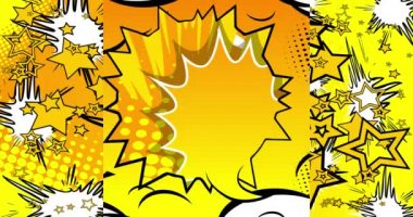 Soyut Çizgi Roman Arkaplanı. Hareket posteri. Çizgi roman arka planında 4k animasyon elemanı. Retro pop sanat tarzı.