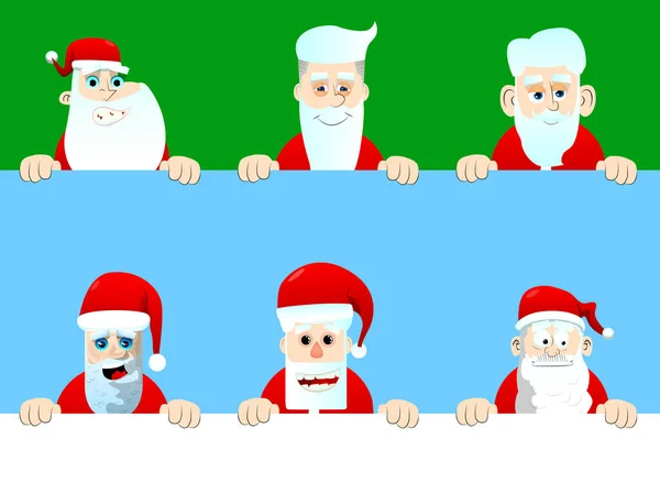 Święty Mikołaj Czerwonych Ubraniach Białą Brodą Trzymający Pusty Znak Ilustracja — Wektor stockowy