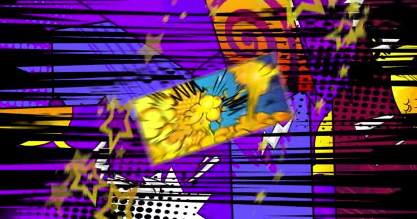 Super Ano Motion Poster Animovaný Text Slova Komiksu Pohybující Abstraktním — Stock video