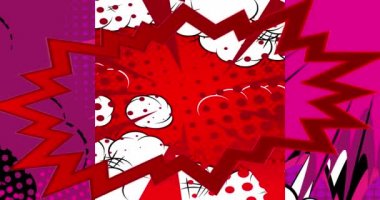 Soyut Çizgi Roman Arkaplanı. Hareket posteri. Çizgi roman arka planında 4k animasyon elemanı. Retro pop sanat tarzı.