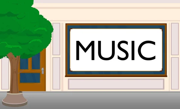 Texto Musical Con Fondo Puerta Principal Tienda Tienda Plaza Mercado — Archivo Imágenes Vectoriales