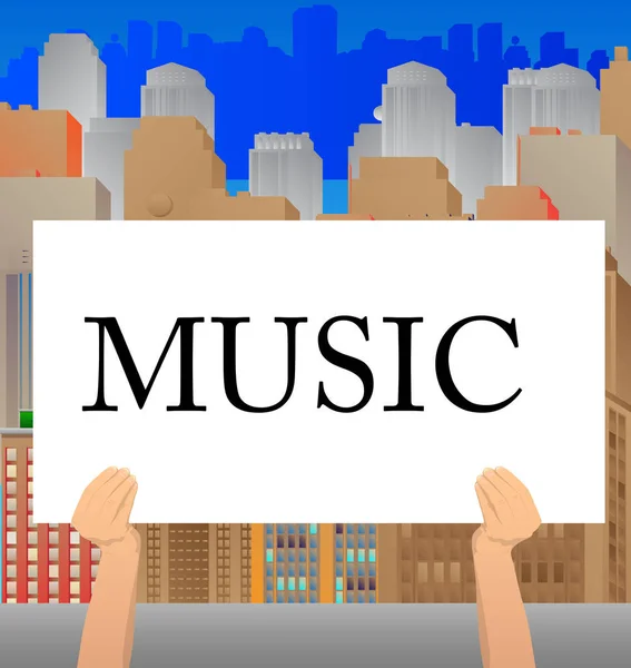 Beyaz Kağıt Üzerinde Müzik Metniyle Ele Tutuşma Afişi Reklam Panosu — Stok Vektör