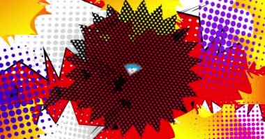 Harika. Hayır. Hareket posteri. 4k animasyon çizgi roman kelime metni soyut çizgi roman arkaplanı üzerinde hareket ediyor. Retro pop sanat tarzı.