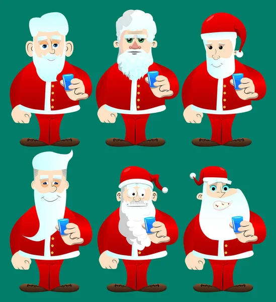 Papai Noel Suas Roupas Vermelhas Com Barba Branca Bebendo Conhaque — Vetor de Stock