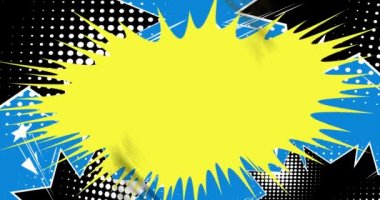 Soyut Çizgi Roman Arkaplanı. Hareket posteri. 4k animasyon çizgi film hızlı hareket bulutları, element stoku videosu. Çizgi roman arka planı. Retro pop sanat tarzı.