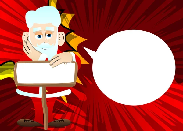 Papai Noel Suas Roupas Vermelhas Com Barba Branca Com Papel —  Vetores de Stock