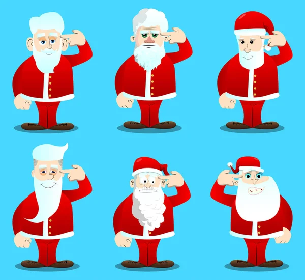 Papai Noel Suas Roupas Vermelhas Com Barba Branca Colocando Uma — Vetor de Stock