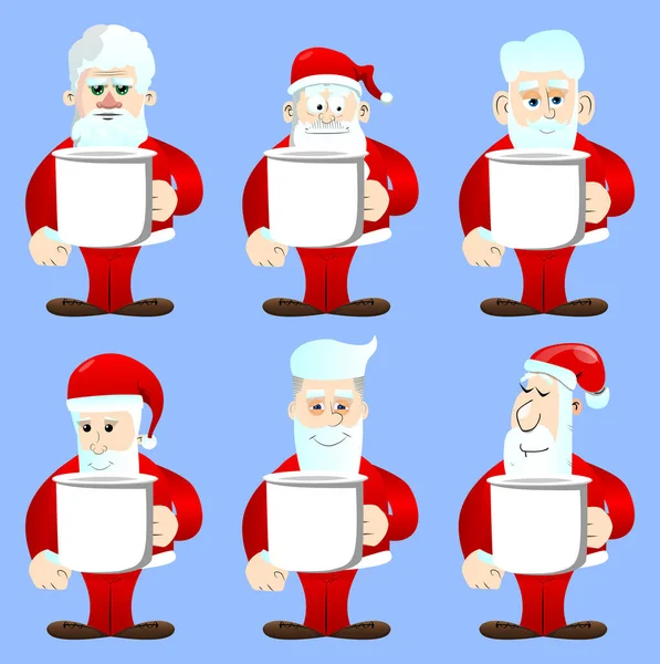 Papai Noel Suas Roupas Vermelhas Com Barba Branca Segurando Grande — Vetor de Stock