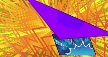 Soyut Çizgi Roman Arkaplanı. Konuşma balonlu hareket posteri. 4k animasyon çizgi film hızlı hareket bulutları, element stoku videosu. Çizgi roman arka planı. Retro pop sanat tarzı.