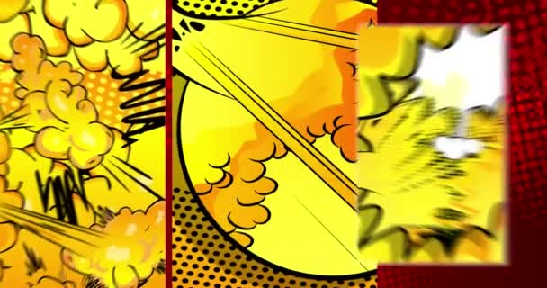 Abstract Comic Book Page Achtergrond Bewegingsposter Met Spraakzeepbel Geanimeerde Cartoon — Stockvideo