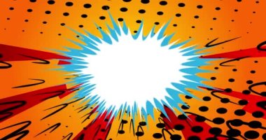 Soyut Çizgi Roman Arkaplanı. Hareket posteri. 4k animasyon çizgi film hızlı hareket bulutları, element stoku videosu. Çizgi roman arka planı. Retro pop sanat tarzı.