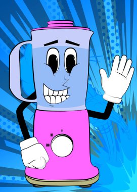 El sallayan yemek karıştırıcısı, yüzü olan bir çizgi film karakteri. Gıda işleme için elektrikli mutfak ekipmanları.