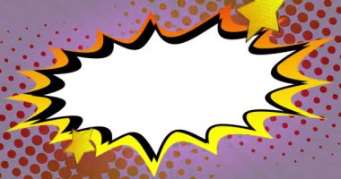 Yoğun Kaos. Hareket posteri. 4k animasyon çizgi roman kelime metni soyut çizgi roman arkaplanı üzerinde hareket ediyor. Retro pop sanat tarzı.