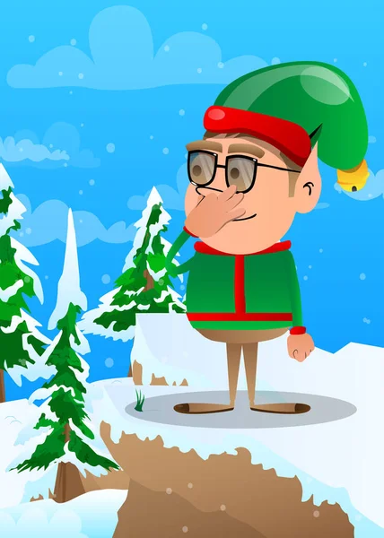 Elfo Natal Segurar Nariz Por Causa Mau Cheiro Desenho Animado —  Vetores de Stock