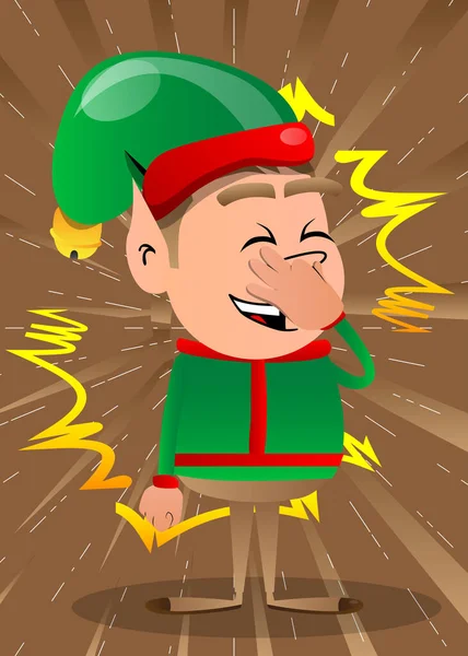 Kerst Elf Houdt Zijn Neus Vast Vanwege Een Slechte Geur — Stockvector