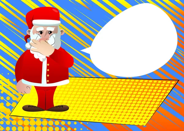 Jultomten Sina Röda Kläder Med Vitt Skägg Håller Näsan Grund — Stock vektor