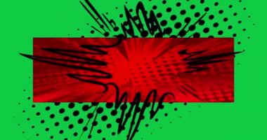 Yeşil ekranlı soyut arkaplan. Hareket posteri. 4k animasyon çizgi roman hareketli elementler. Retro pop sanatının arka planı.