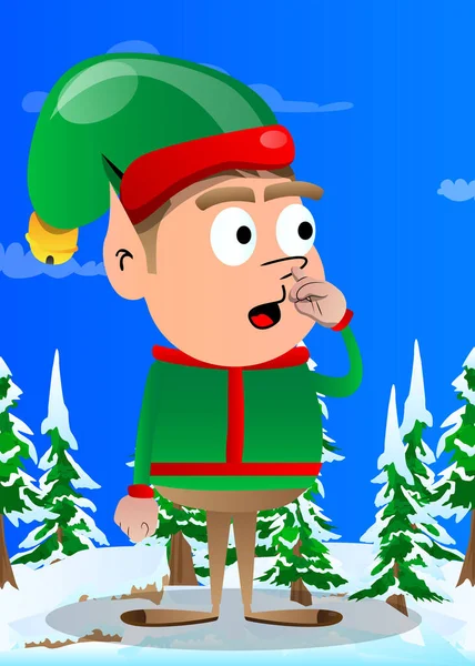Elfo Natal Com Simpatia Desenho Animado Vetor Ilustração Pequeno Trabalhador —  Vetores de Stock