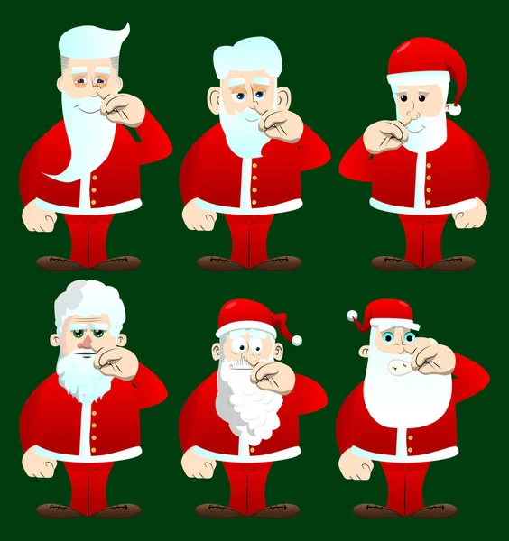 Papai Noel Suas Roupas Vermelhas Com Barba Branca Com Simpatia — Vetor de Stock