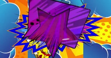 Göz kamaştırıcı Hanuka. Kutlama Hareketi posteri. 4k animasyon çizgi roman kelime metni soyut çizgi roman arkaplanı üzerinde hareket ediyor. Tatiller için geçmişe dönük pop sanatı klibi.