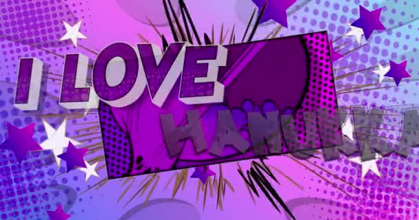 Ich Liebe Chanukka Festplakat Der Bewegung Animierter Comic Worttext Auf — Stockvideo