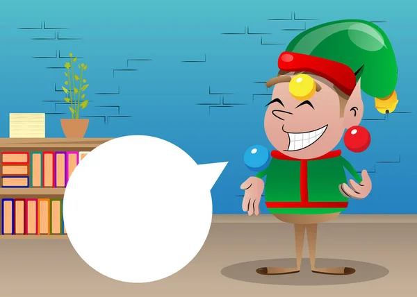 Malabarista Elfos Natal Desenho Animado Vetor Ilustração Pequeno Trabalhador Papai — Vetor de Stock