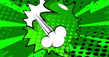 Çizgi roman geçmişi. Hareket posteri. 4k animasyon çizgi romanları, değişen elementler, konuşma balonları. Retro pop sanatının arka planı.