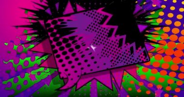 Çizgi roman geçmişi. Hareket posteri. 4k animasyon çizgi romanları, değişen elementler, konuşma balonları. Retro pop sanatının arka planı.