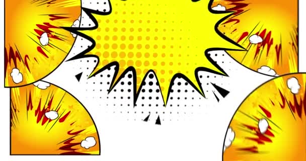 История Комиксов Плакат Ходатайствами Анимированных Комиксов Движущихся Изменяющих Элементы Пузырьков — стоковое видео