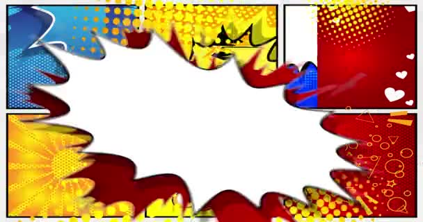 Kontekst Komiksu Plakat Projektem Animowane Komiksy Ruchome Elementy Zmieniające Tapety — Wideo stockowe