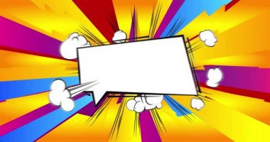 Çizgi roman geçmişi. Hareket posteri. 4k animasyon çizgi roman, değişen elementler, duvar kağıtları. Retro pop sanatının arka planı.