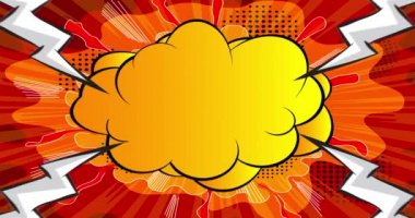 Çizgi roman geçmişi. Hareket posteri. 4k animasyon çizgi roman, değişen elementler, duvar kağıtları. Retro pop sanatının arka planı.