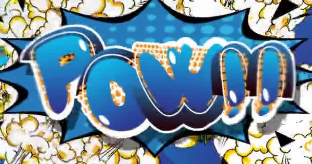 Pow Motion Poster Animated Comic Book Word Text Moving Abstract — стоковое видео