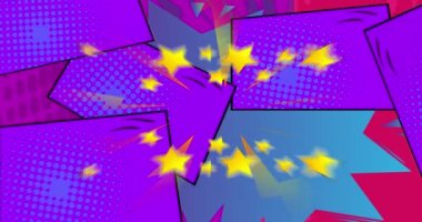 Bam! Hareket posteri. 4k animasyon çizgi roman kelime metni soyut çizgi roman arkaplanı üzerinde hareket ediyor. Retro pop sanat tarzı.