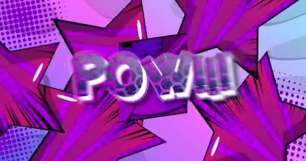 Pow Bewegungsplakat Animierter Comic Worttext Auf Abstraktem Comichintergrund Retro Pop — Stockvideo